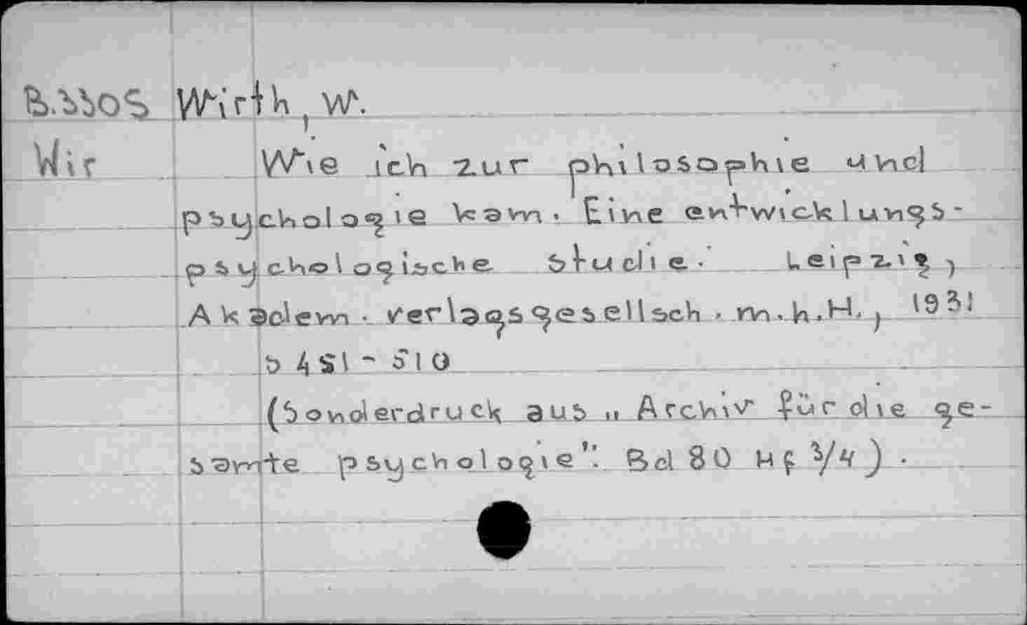 ﻿
e u Vi_c|
b Vu cl I e ■ Lei p z-i Ç ,
,	19 3!
,t> 4SI - Si O
(5 оисА erdru СЧ a ub ,, A rchiv г ch e <je-i> •avni'e p su ch oj.o^' e ’• Bel 8 0 H Ç 4 J ■